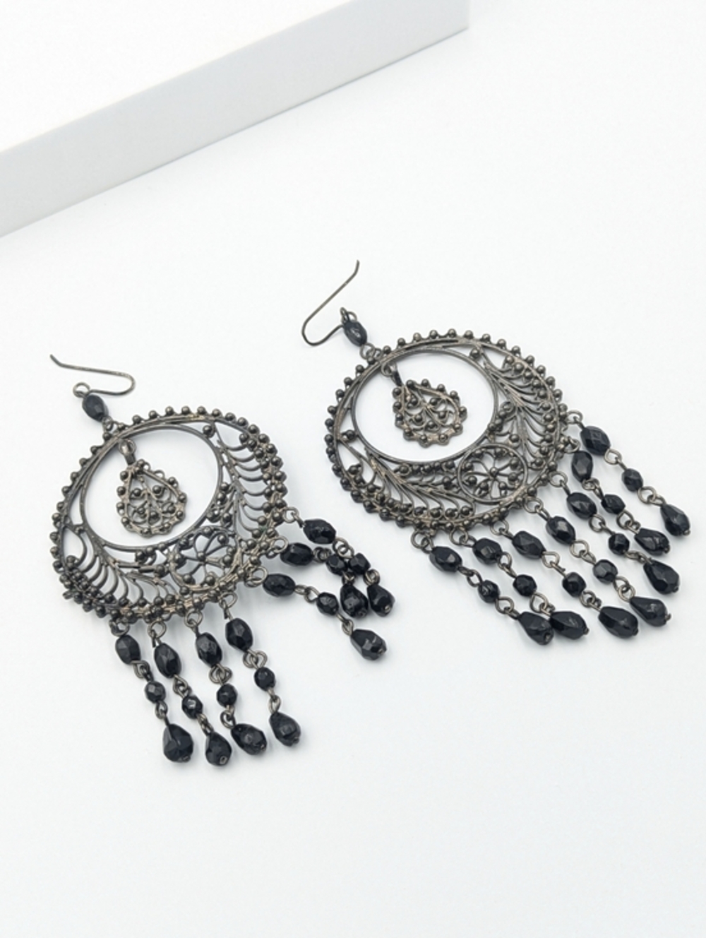 4/24$  Large statement beaded chandelier statement dangle earrings